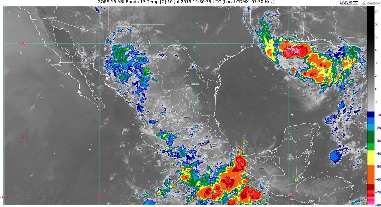 Lluvias muy fuertes se prevén en Michoacán, Morelos, Puebla, Guerrero, Oaxaca y Chiapas