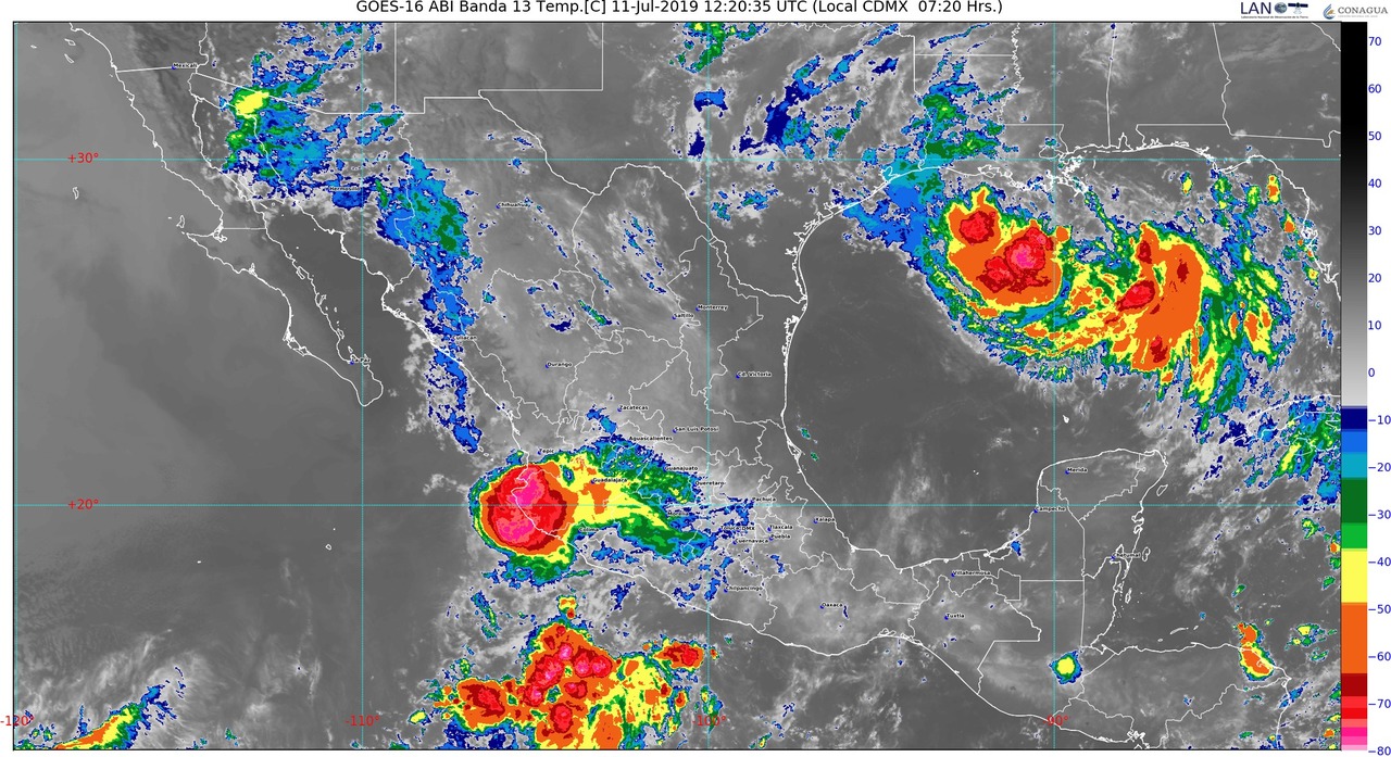 Se pronostican lluvias intensas para zonas de Jalisco, Colima, Michoacán, Guerrero y Oaxaca