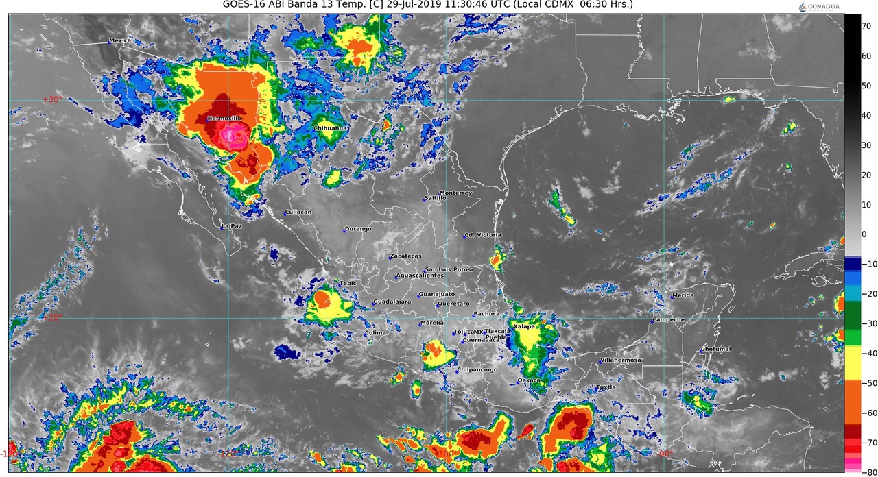 Lluvias muy fuertes con descargas eléctricas se pronostican hoy en Sonora y Chihuahua