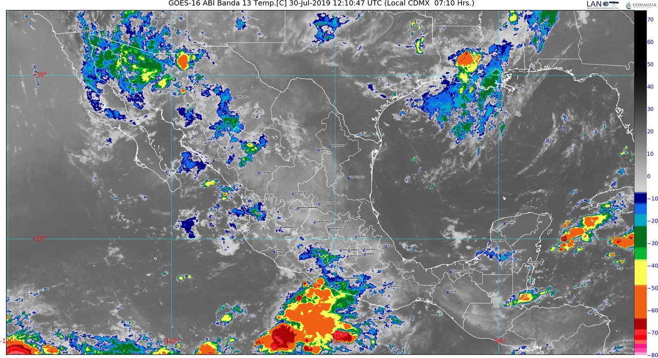Lluvias muy fuertes con descargas eléctricas se prevén hoy en Sonora, Chihuahua, Durango y Sinaloa