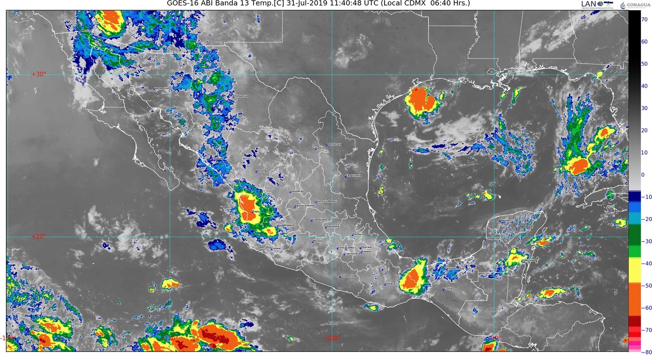 Hoy se pronostican lluvias intensas para Chiapas y muy fuertes para Sonora, Chihuahua, Tabasco y Campeche