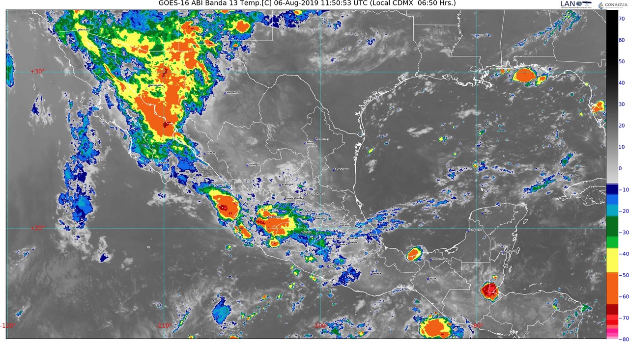 Hoy se pronostican lluvias puntuales intensas con descargas eléctricas en Oaxaca y Chiapas