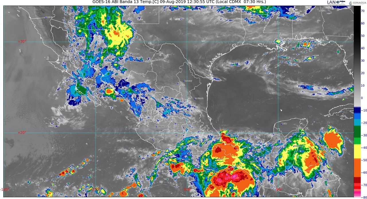 Hoy se pronostican lluvias intensas para áreas de Sonora, Sinaloa, Chihuahua, Oaxaca, Chiapas y Tabasco