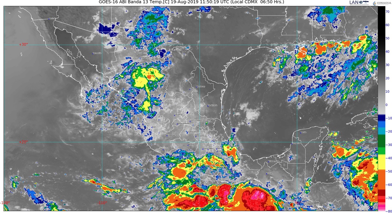 Se prevén lluvias puntuales torrenciales en Guerrero y Oaxaca e intensas en Veracruz y Chiapas