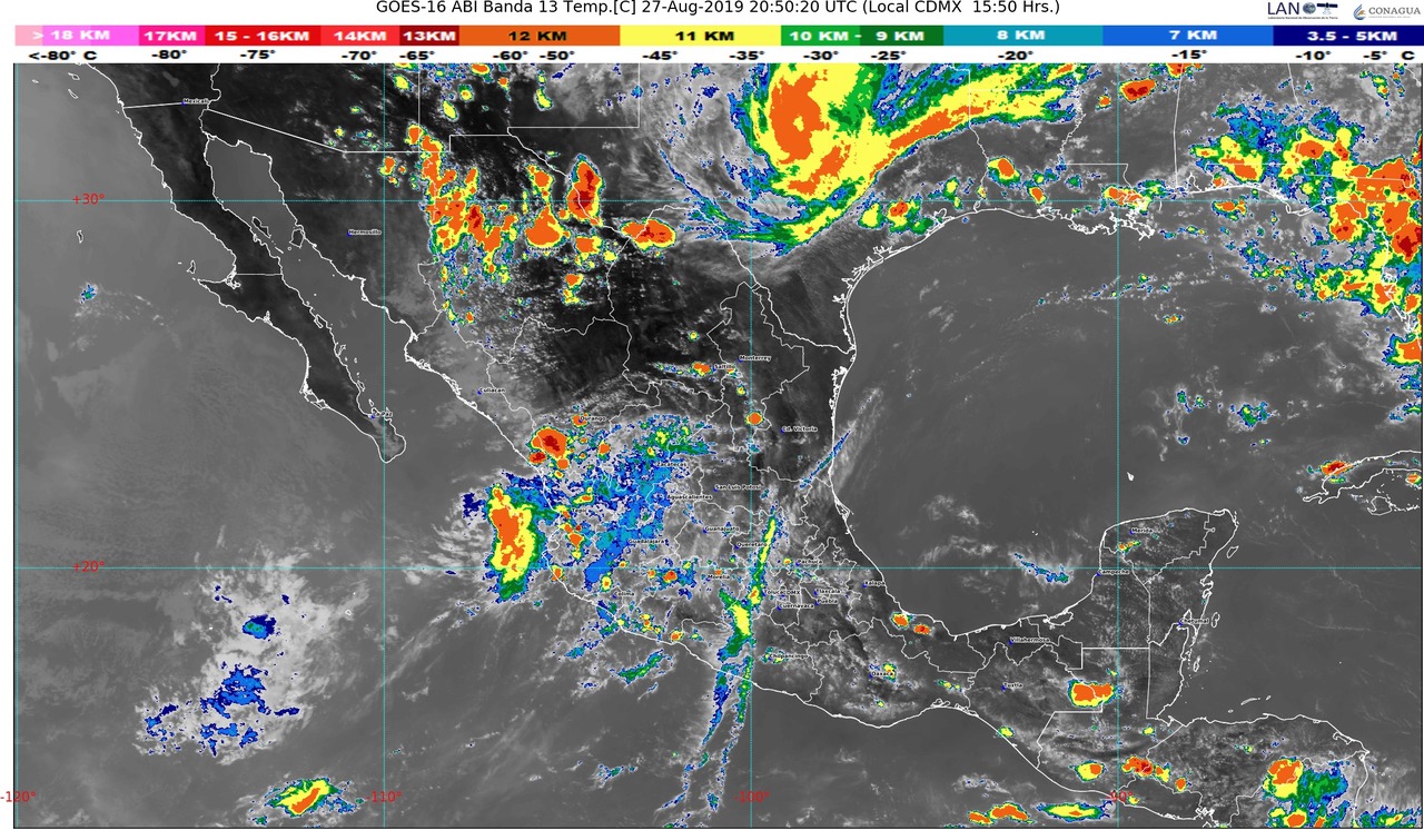 Lluvias muy fuertes con descargas eléctricas, vientos y granizo se prevén para Sonora, Chihuahua y Chiapas