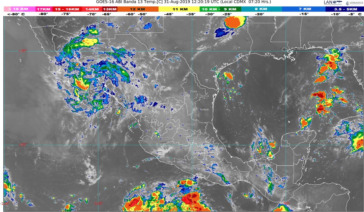 Hoy se prevén lluvias intensas en regiones de Tabasco, Chiapas, Campeche, Yucatán y Quintana Roo