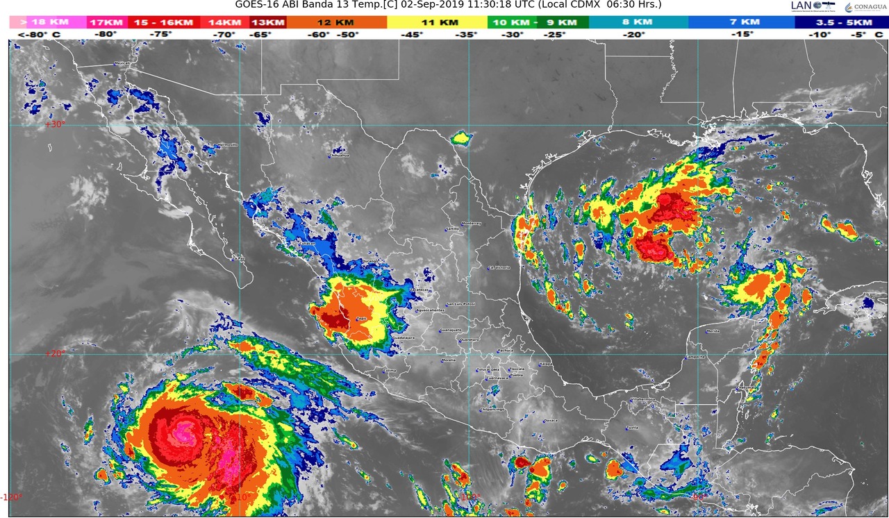 Se prevén lluvias muy fuertes en regiones de Sinaloa, Durango, Tamaulipas, Veracruz, Oaxaca y Chiapas