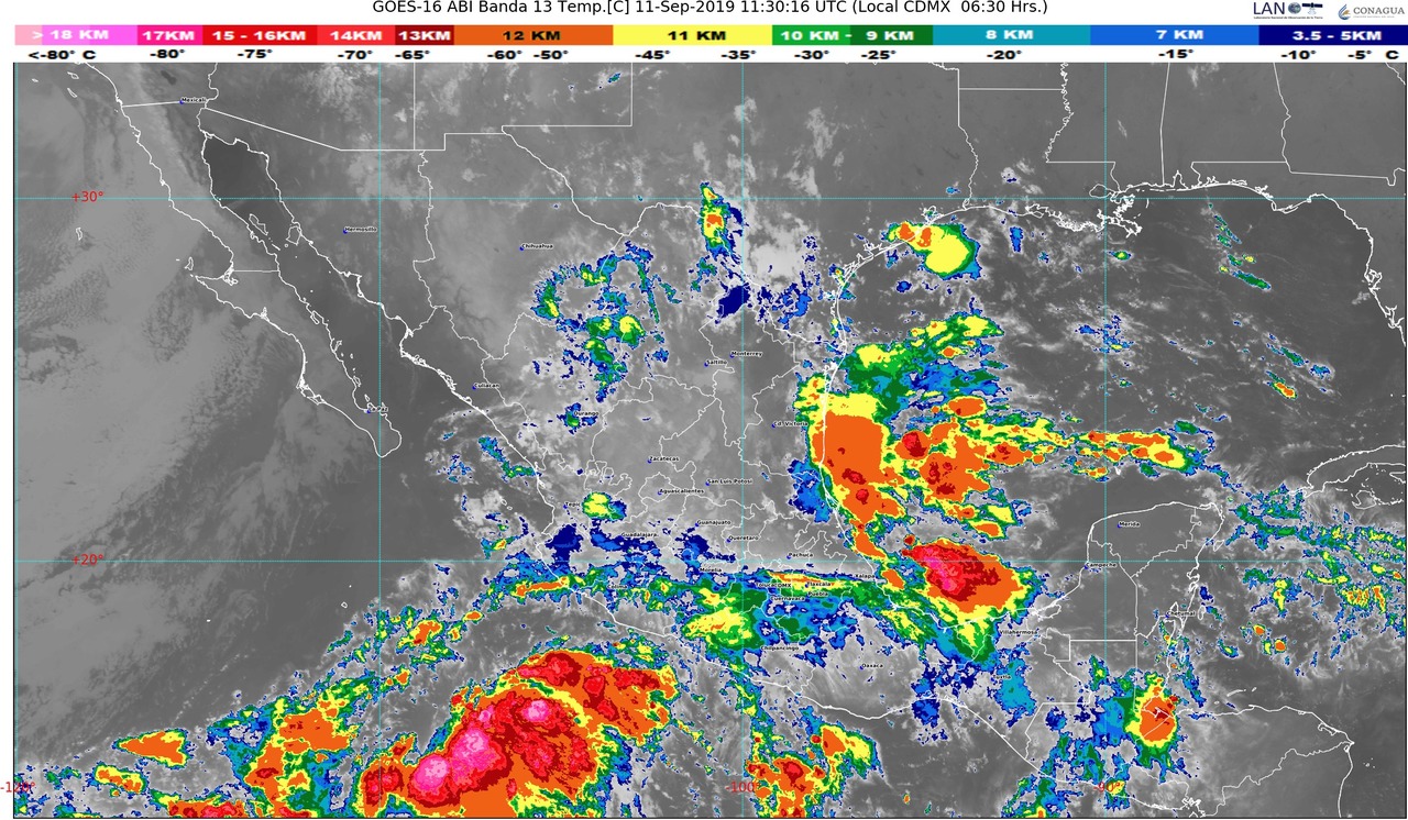 Para Guerrero, Oaxaca, Chiapas y Veracruz se pronostican lluvias intensas con descargas eléctricas