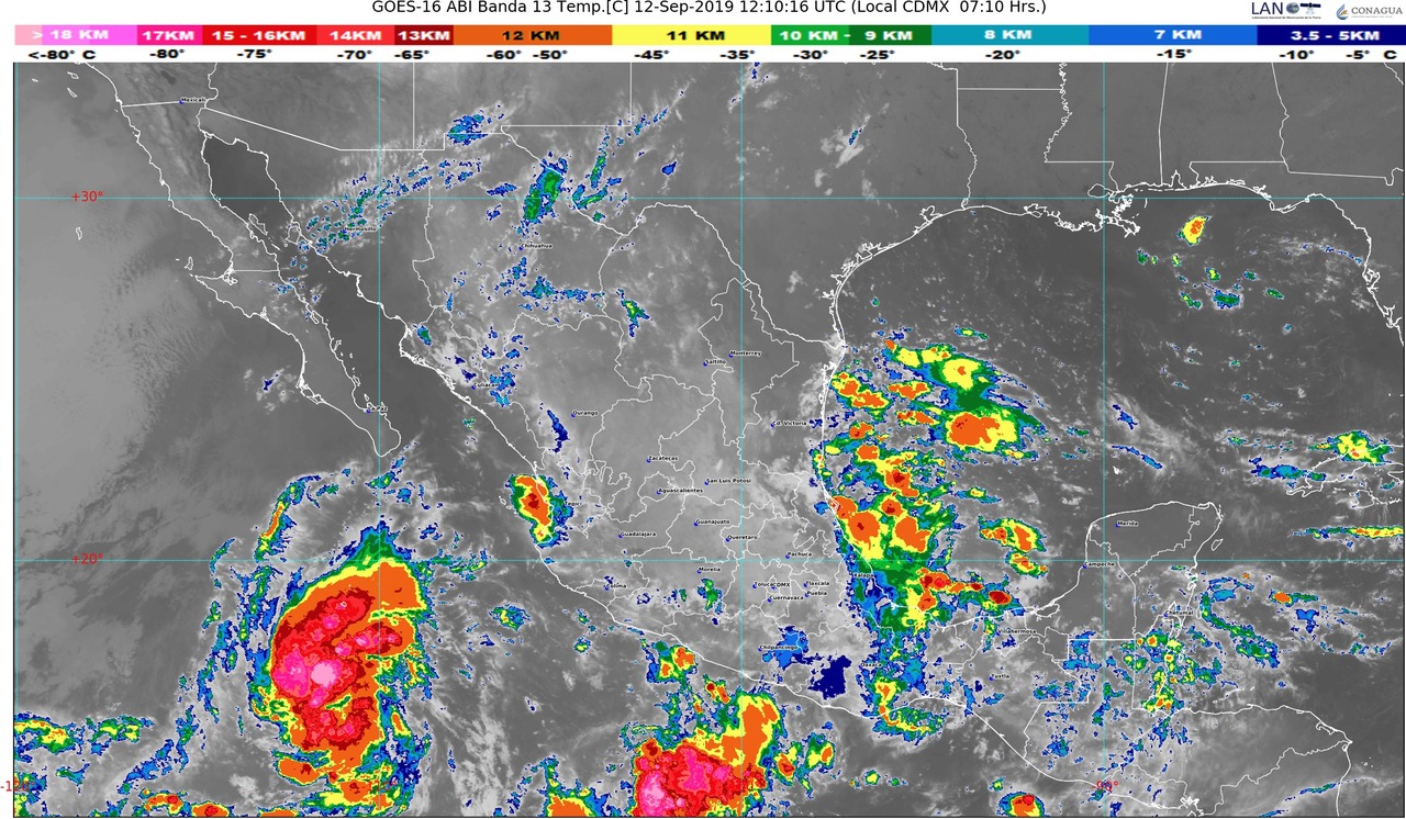 Se prevén lluvias intensas en Nayarit, Jalisco, Colima, Michoacán, Oaxaca, Chiapas y Veracruz