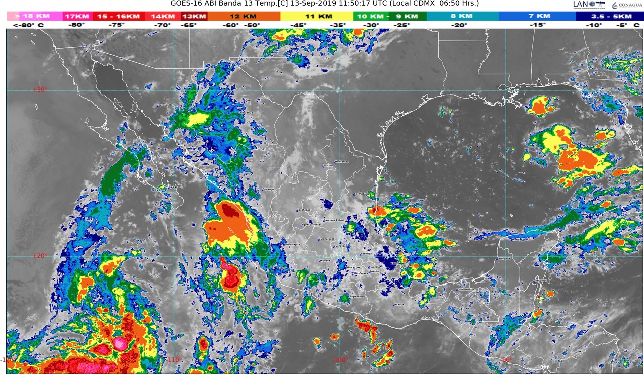 Hoy se pronostican lluvias intensas en Puebla, Veracruz, Tabasco, Campeche, Oaxaca y Chiapas