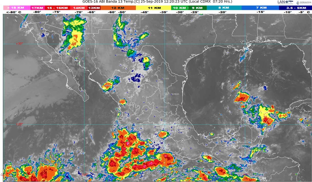 Lluvias intensas se prevén en regiones de Chiapas, Campeche, Yucatán y Quintana Roo