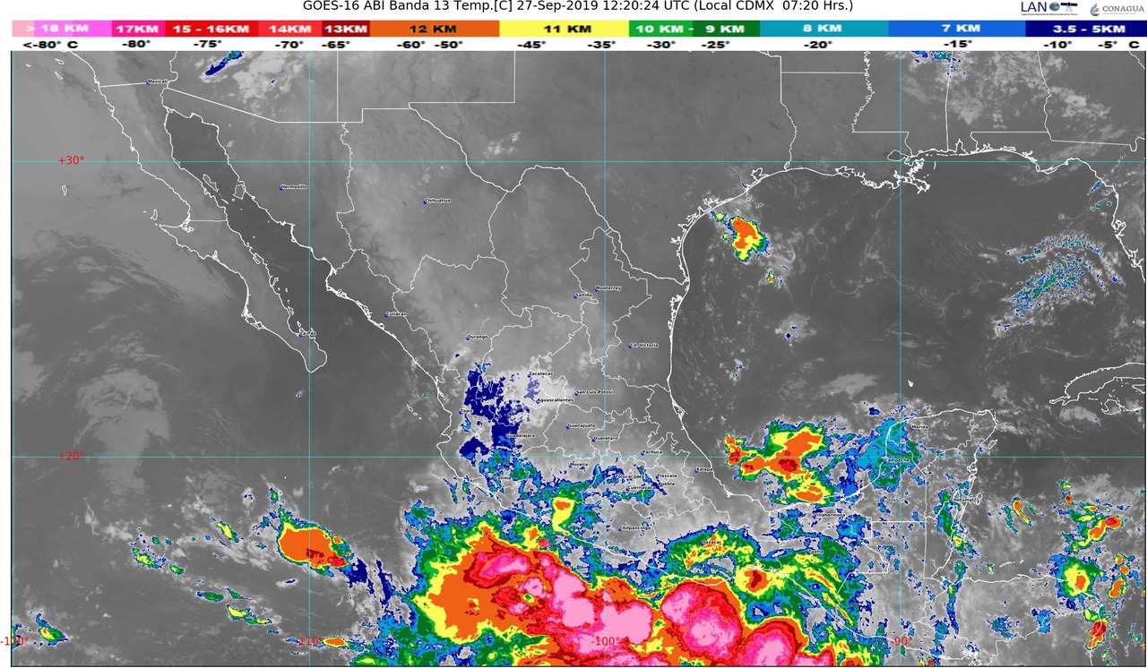 Se prevén lluvias torrenciales en Chiapas e intensas en Guerrero y Oaxaca