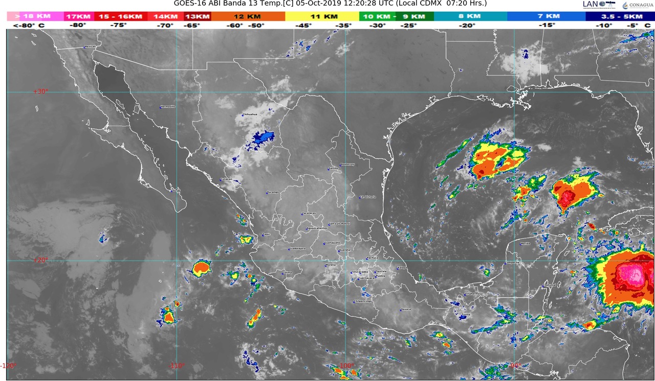 En las próximas horas se prevén lluvias intensas para Guerrero, Oaxaca y Chiapas