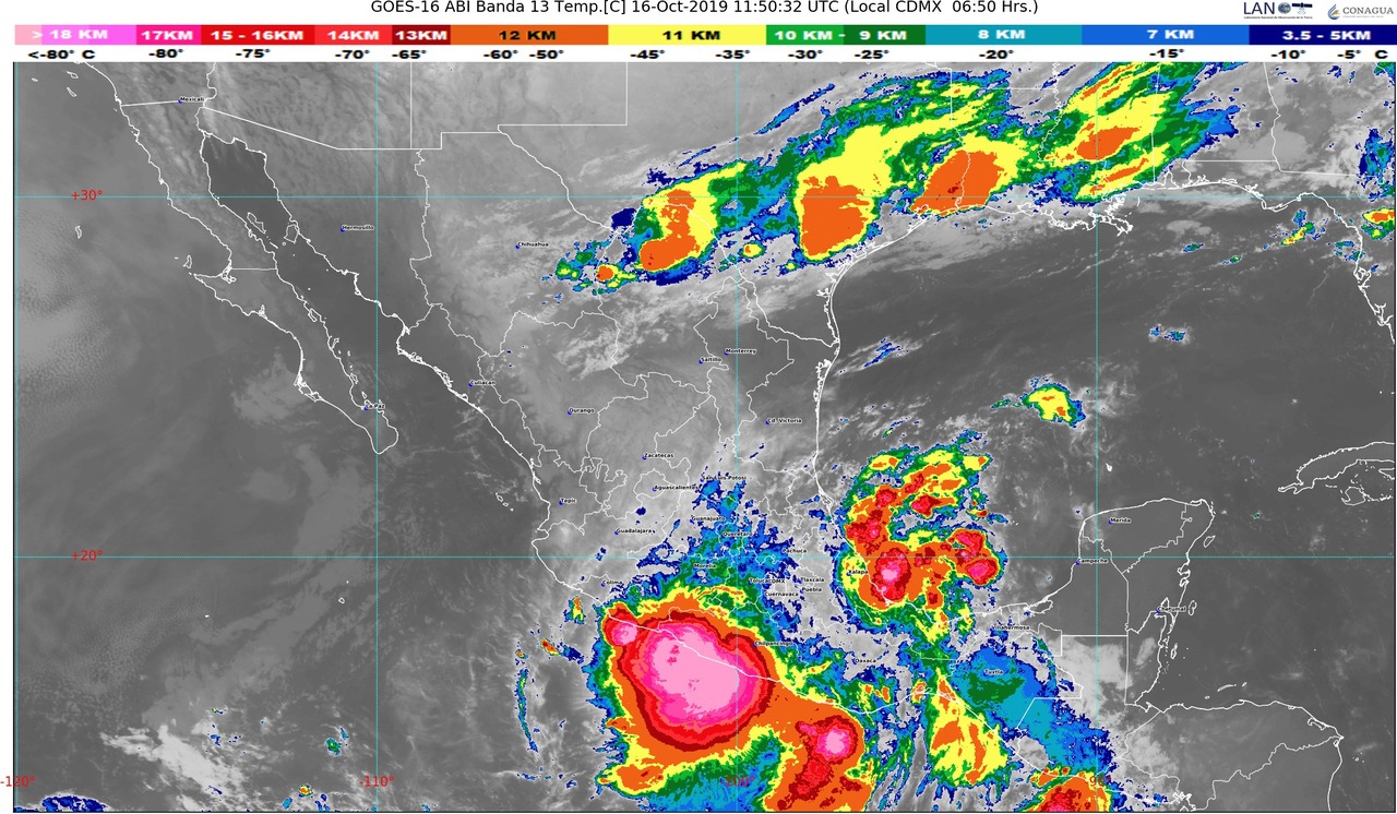 Prevén lluvias en el sur del Golfo de México, el norte y el noreste del país