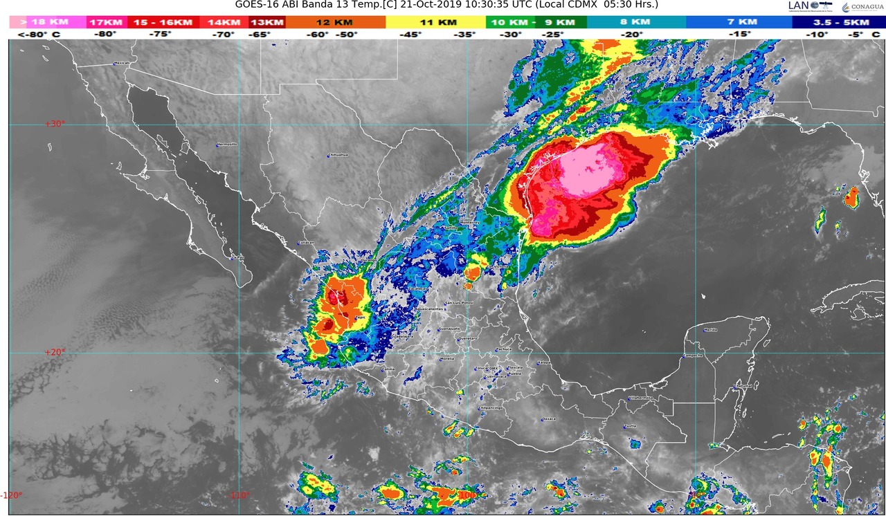 Prevén lluvias intensas en San Luis Potosí, Querétaro, Hidalgo, Puebla y Veracruz