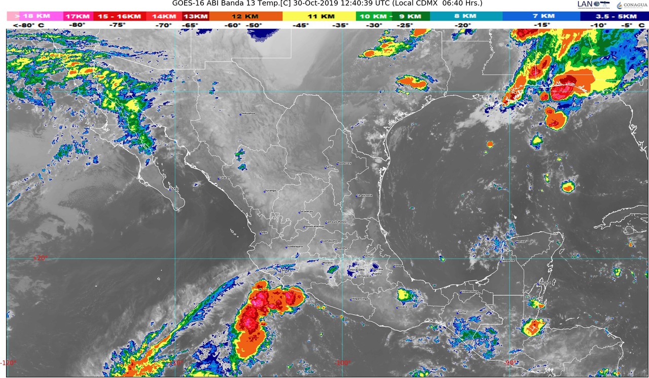 Hoy se pronostican lluvias muy fuertes para Nuevo León, Tamaulipas, Veracruz, Oaxaca y Chiapas