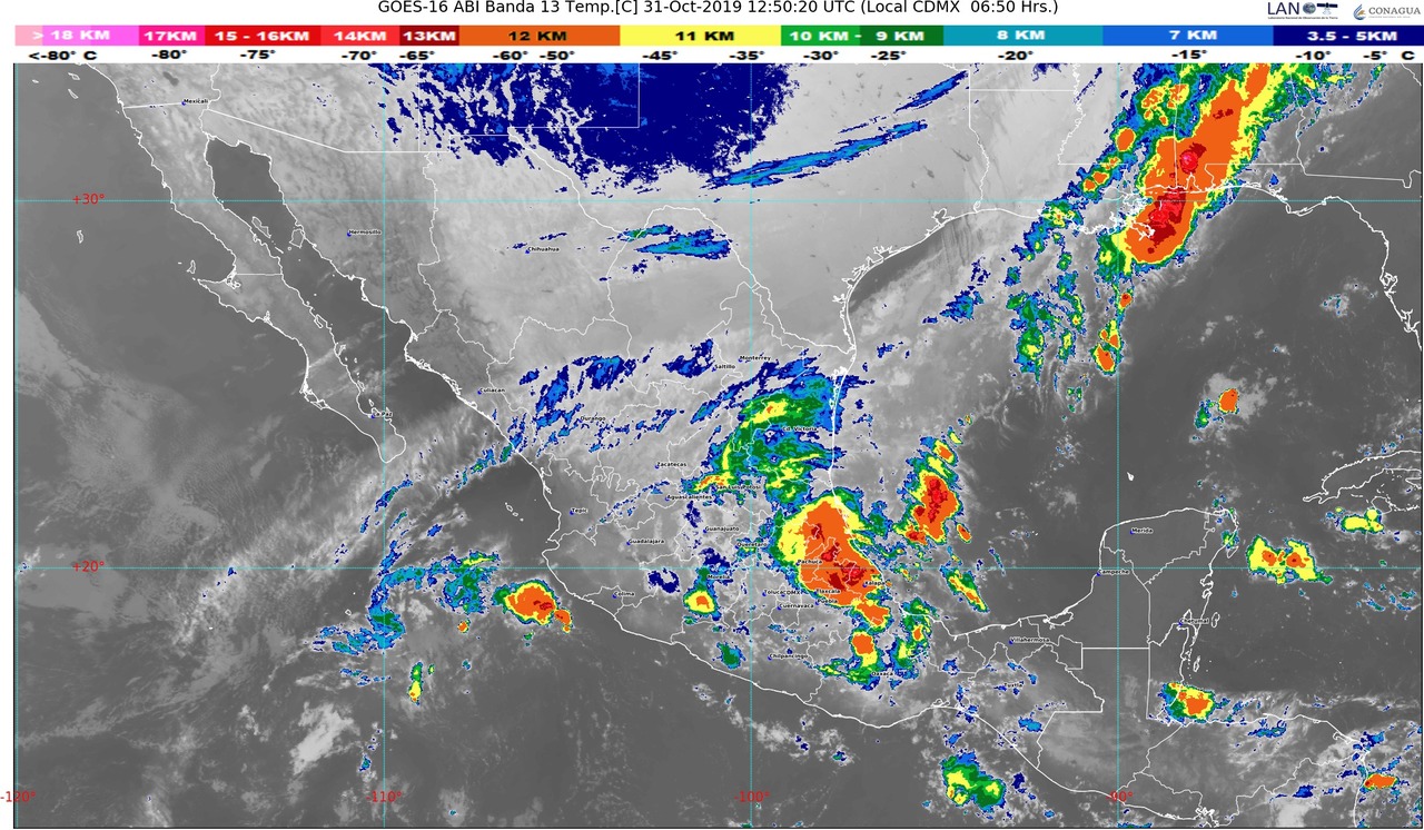 Se pronostican lluvias torrenciales para Chiapas e intensas para Hidalgo, Puebla, Veracruz, Oaxaca y Tabasco