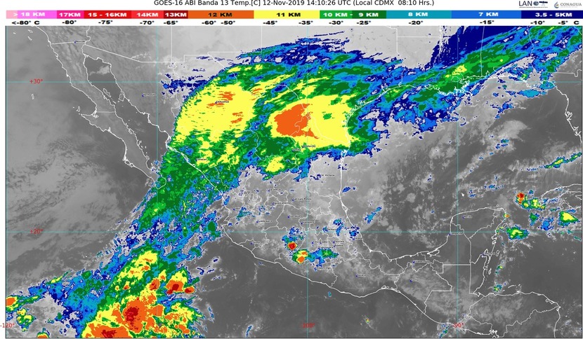 Prevén fuerte descenso de temperatura en la mayor parte de México y posible lluvia engelante o aguanieve en sierras de Chihuahua y Coahuila