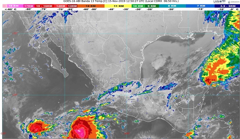 Lluvias intensas se pronostican para hoy en Veracruz, Oaxaca, Chiapas y Tabasco