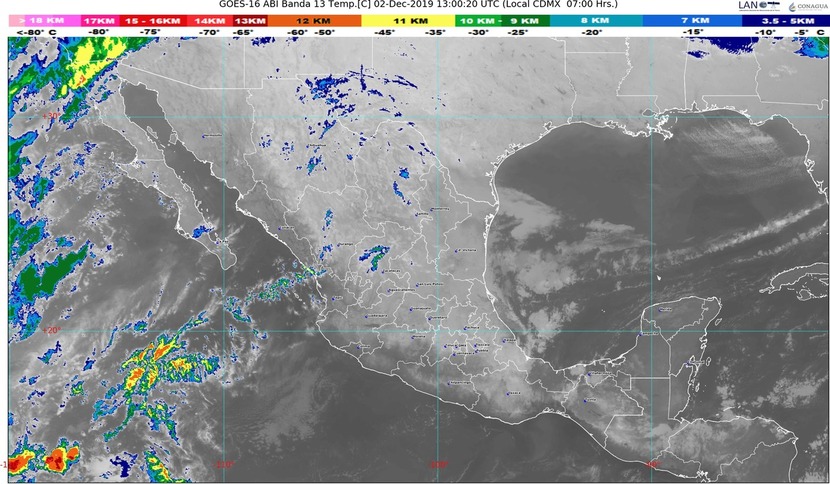 Se prevén lluvias muy fuertes en zonas de Oaxaca y fuertes en sitios de Puebla, Veracruz, Chiapas y Tabasco