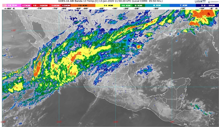 Hoy se prevén lluvias fuertes en Chiapas y rachas de viento de 60 km/h en el Istmo y el Golfo de Tehuantepec