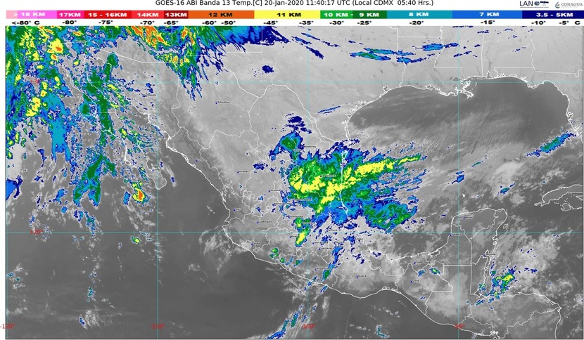 Hoy se prevé ambiente frío en la mayor parte de México y lluvias intensas en Chiapas, Oaxaca y Veracruz