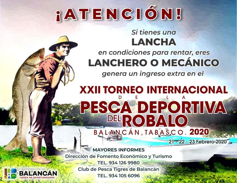XXII Torneo Internacional de Pesca Deportiva de Robalo, Balancán, 2020