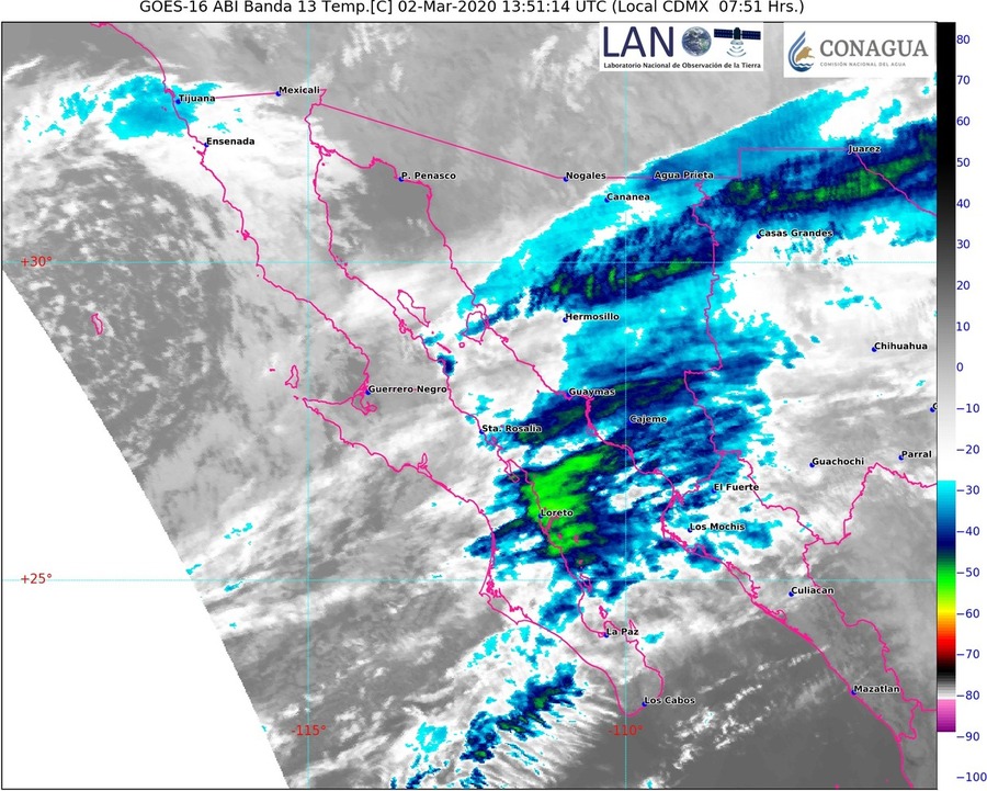 Frío y nieve en zonas montañosas de Baja California, Chihuahua, Durango y Sonora; oleaje de hasta 4 m en península de Baja California