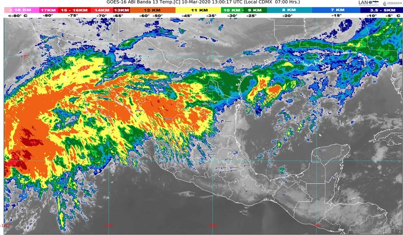 Ambiente frío en noroeste de México y lluvias y vientos fuertes con aguanieve en sierras de Baja California