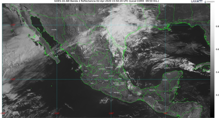 Lluvias y chubascos con descargas eléctricas en el oriente, el centro y el sur de México; temperaturas de entre 40 y 45 °C