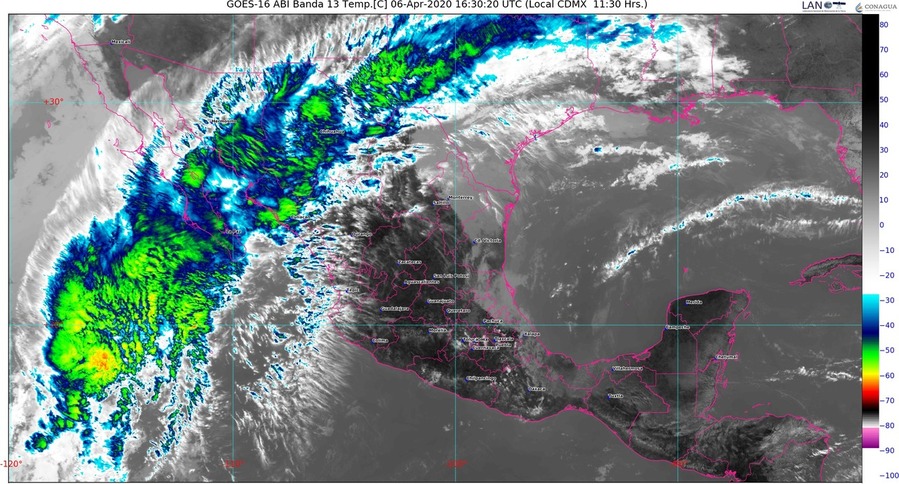 Temperaturas superiores a 35 °C en 24 entidades; fuertes lluvias en Baja California y chubascos en oriente y sur de México