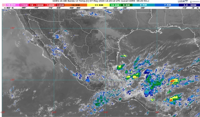 Lluvias, descargas eléctricas, granizadas y fuerte viento en Oaxaca y Veracruz; temperaturas de 35 °C en 18 estados