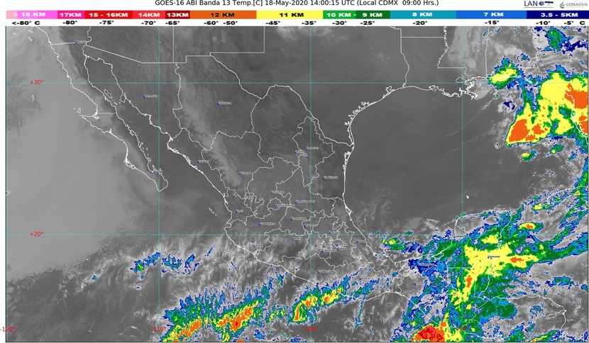 Temperaturas muy calurosas mayores a 35 °C en 28 entidades de México; lluvias en centro, sur y sureste