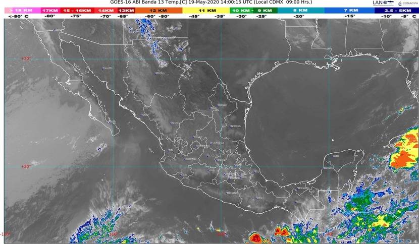 Rachas de viento de 70 km/h con tolvaneras en BC, BCS y Sonora; probables trombas marinas costas de Yucatán