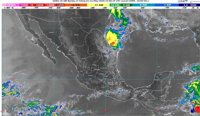 Noreste de México, bajo presión: lluvias fuertes, granizo, posibles tornados y vientos superiores a 70 km/h