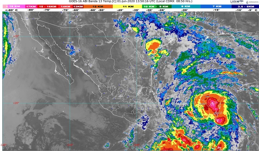 Lluvia en Campeche, Chiapas, Oaxaca, Tabasco y Veracruz; inicia temporada de ciclones tropicales en el Atlántico con oleaje de 3 m