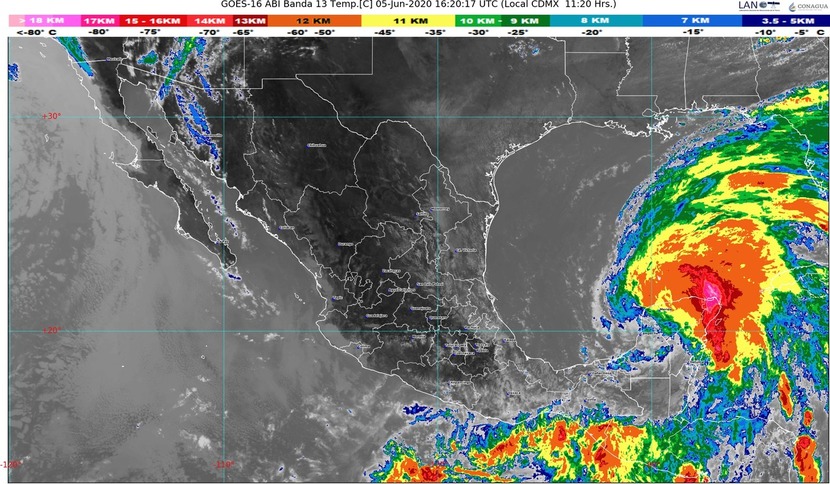 Persisten lluvias de intensas a torrenciales en zonas de Chiapas, Campeche, Oaxaca, Quintana Roo y Yucatán