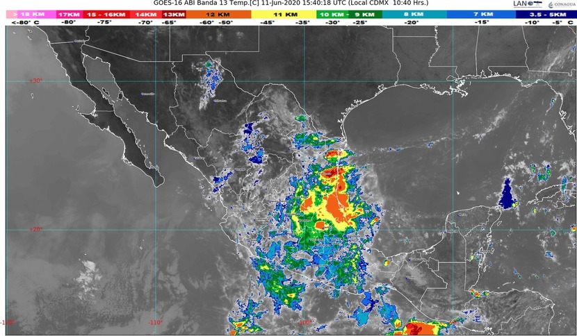 Centro, vertiente del Golfo de México y sureste, bajo lluvia