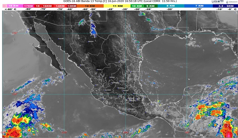 ¡Complicado sureste! Lluvias intensas con descargas eléctricas, granizadas y rachas fuertes de viento para Chiapas y Veracruz