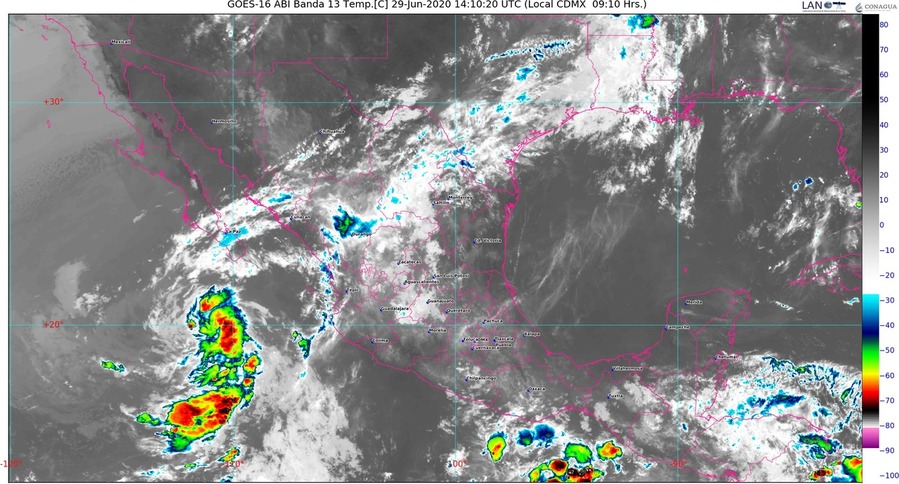 En próximas horas, lluvias fuertes en Chiapas, Guerrero, Michoacán, Oaxaca y Zacatecas; temperaturas superiores a 40 ° C en 16 estados