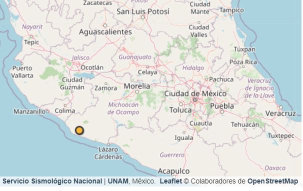 Sismo de 4.3 grados en Coalcomán, Michoacán, este sábado