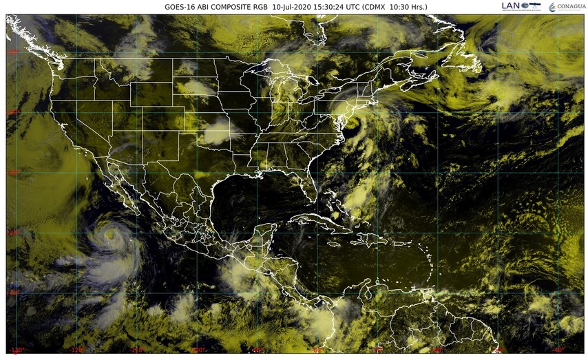 Lluvias intensas en Chiapas y Oaxaca, y muy fuertes en Campeche, Tabasco, Veracruz y Yucatán; 45 °C en el norte y la península de BC