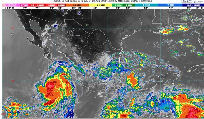 Lluvias intensas este día en Chiapas, Oaxaca y Veracruz; Elida ocasionará lluvias en Baja California Sur, Jalisco y Nayarit