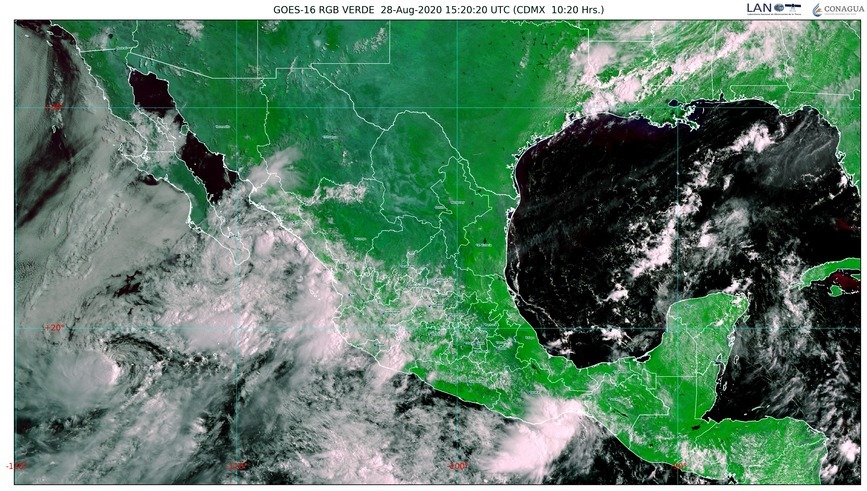 La tormenta tropical Hernan provoca torrenciales para Baja California Sur, Jalisco, Nayarit y Sinaloa; viento de 80 km/h y oleaje de 3 a 5 m