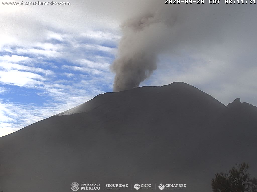 Exhalaciones y tremor del volcán Popocatépetl en las últimas 24 horas; semáforo en Amarillo Fase 2