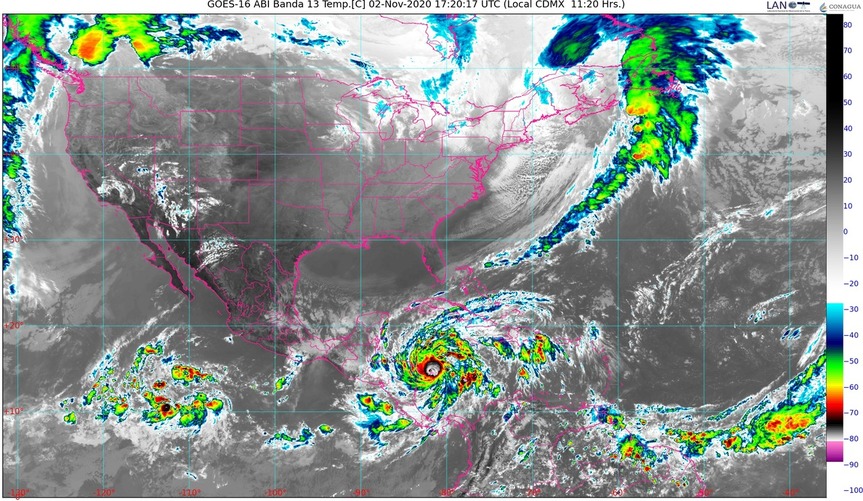 Lluvias intensas, en Chiapas, Oaxaca, Tabasco y Veracruz; viento del norte con rachas de 110 km/h en Golfo e Istmo de Tehuantepec