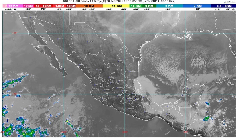 Evento de norte muy fuerte en el Golfo e Istmo de Tehuantepec; frío en las Mesas del Norte y Central